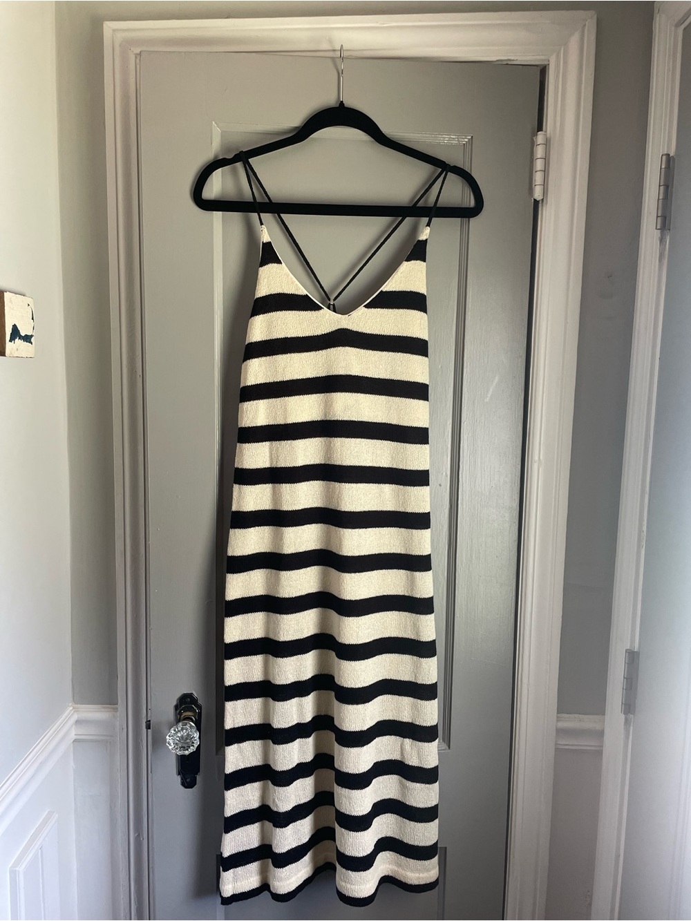 Striped Black and White Spaghetti Strap Dress